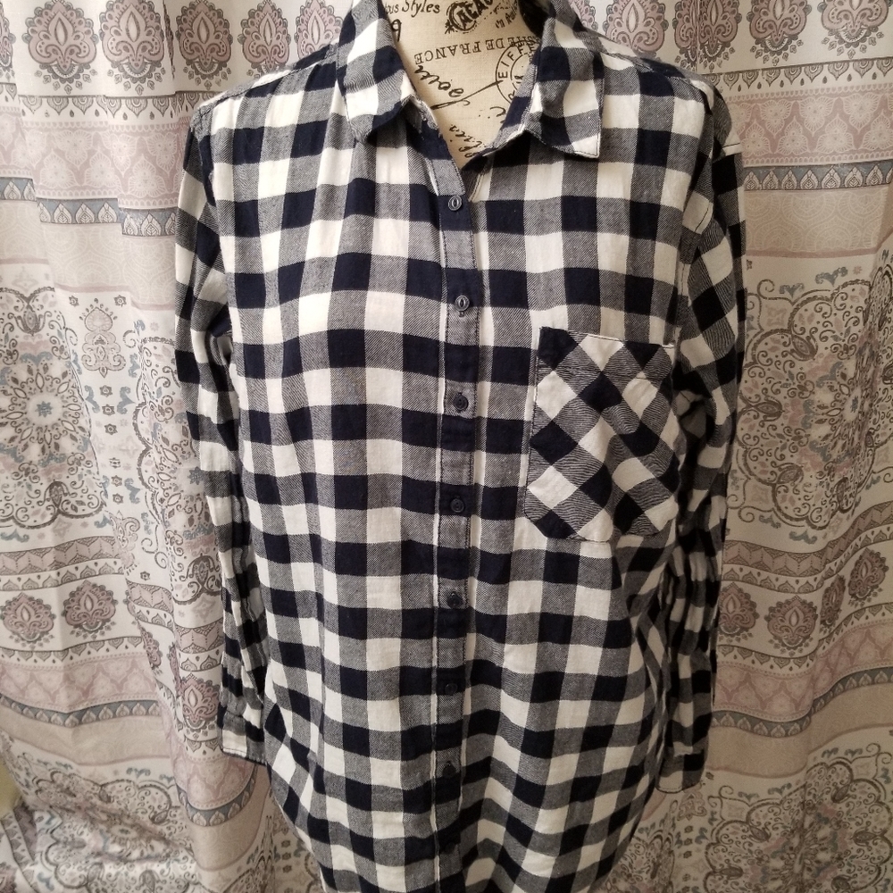 Navy and white flannel